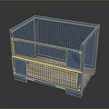 Blue Metal Mesh Storage Crate With Wooden Base For Industrial Use