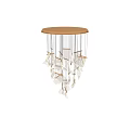Modern Artistic Chandelier With Abstract Transparent Fragments And Bright Glowing Light