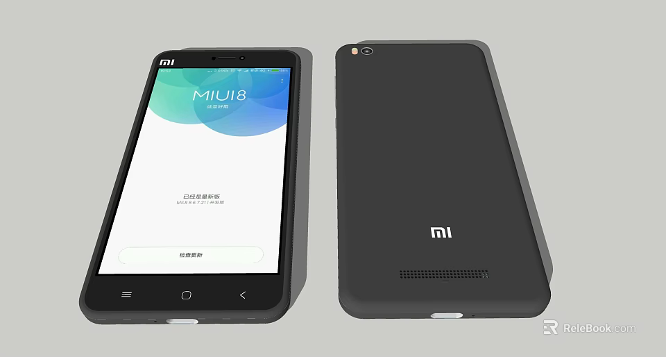 Xiaomi Smartphone With MIUI 8 Display Front And Back Camera View Design 3d model 