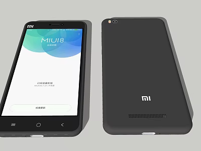 Xiaomi Smartphone With MIUI 8 Display Front And Back Camera View Design 3d model