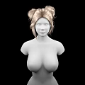 Game Movie Female Character With Blonde Double Bun Hairstyle And Upper Body On Black Background