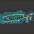 Turquoise Decorative Watercraft With Textured Boat Shaped Design And Shiny Surface