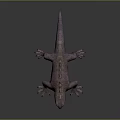 Spiked Purple Lizard Creature With Sharp Teeth And Detailed Skin Texture Standing On Reflective Surface