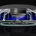 Futuristic Circular Platform Design With Glowing Blue Purple Lights And Geometric Structures