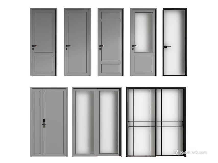 Various Styles of Hinged Swing Doors for Modern Home Interior Applications 3d model 