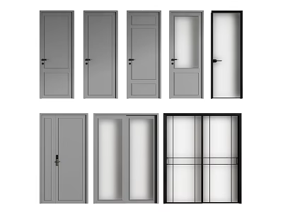 Various Styles of Hinged Swing Doors for Modern Home Interior Applications 3d model