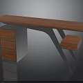Modern Wooden Desk with Metal Legs Drawer Cabinet and Small Shelf