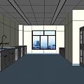 Laboratory Interior With Sinks Cabinets Large Windows And City View