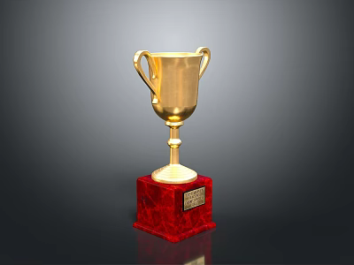 Elegant Gold Trophy With Red Base And Metal Nameplate For Daily Life Supplies 3d model