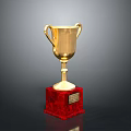 Elegant Gold Trophy With Red Base And Metal Nameplate For Daily Life Supplies