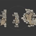 Three Stone Stack Decorative Structures With Abstract Block Design