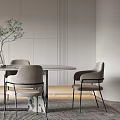 Modern dining room table and chair chandelier combination 3d model