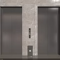 Modern Elevator Hallway With Two Elevators Marble Walls And Trash Bin 3d model