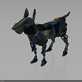 Blue And Yellow Robotic Dog With Mechanical Limbs And Futuristic Body Design
