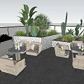 Rooftop Bar Outdoor Seating Area With Palm Leaves Cactus White Furniture City Backdrop And Lighting