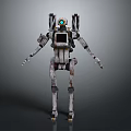 Detailed Sci Fi Mechanical Robot Character With Green Eye And Limb Joints 3d model