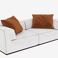 Modern Light Gray Sectional Sofa With Brown Decorative Pillows And Streamlined Design 3d model