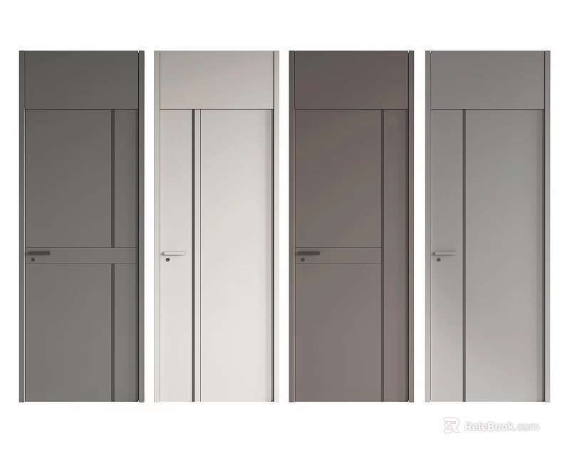 Modern Flush Hinged Doors With Sleek Design And Different Color Options 3d model