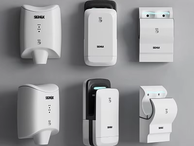 Bathroom Accessories Featuring Hand Dryers Soap Dispensers And Modern Design 3d model