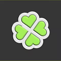 Shiny Green Heart Shaped Four Leaf Clover With White Base And Glossy Finish