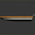 Orange Boat Design With Outboard Motor Red Seat And Open Deck 3d model