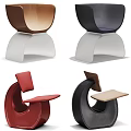 Modern Single Chair Designs With Curved Structure And Various Color Options 3d model