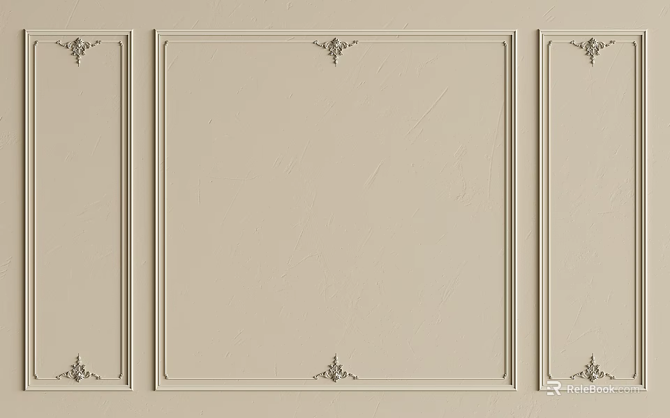 Off White Gypsum Molding Frames With Ornate Decorative Patterns For Interior Design 3d model 