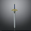Fantasy Decorative Sword With Blue Hilt Yellow Accents And Shiny Blade