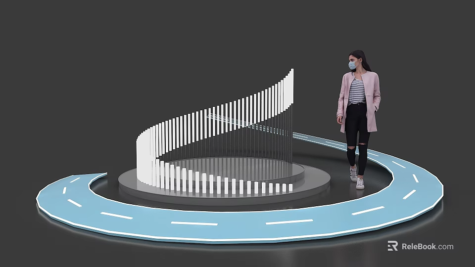 Modern Exhibition Interior Design With Spiral Island And Display Platform 3d model