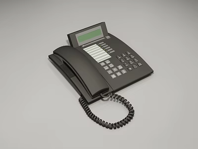 Black Digital Landline Phone With Display Screen Keypad And Coiled Cord Design 3d model