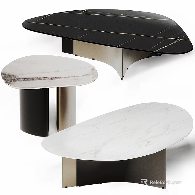 Modern Dressing Table With Elegant Marble Top And Sleek Metal Base Design Style 3d model