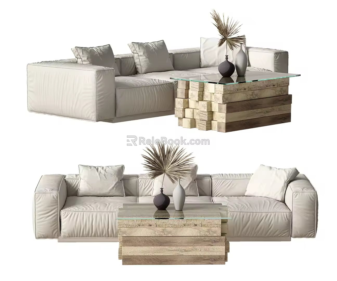 Modern Multiplayer Sofa Multiplayer Sofa Coffee Table Combination 3d model