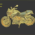 Blue and Orange Modern Sporty Motorcycle With Stylish Wheels And Reflective Body