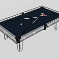 Modern Transparent Frame Pool Table With Black Felt Surface Billiard Balls And Cues 3d model