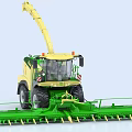 Green And Yellow Agricultural Forage Harvester With Cutting Platform Cab And Harvesting Arm
