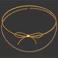 Elegant Gold Headband With Bow Design And Dainty Chain Details