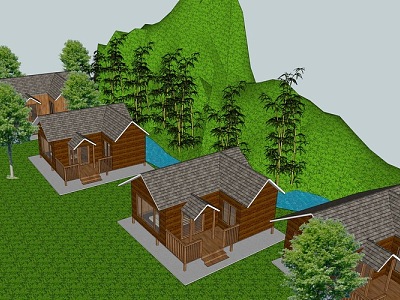 Slope wooden house model