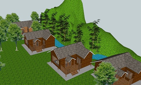 Slope wooden house 3d model