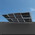 Efficient Solar Panels Array Installation With Metal Mounting Frame On Blue Background 3d model