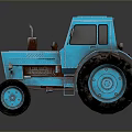 Vintage Blue Tractor with Large Wheels Classic Design and Metal Body