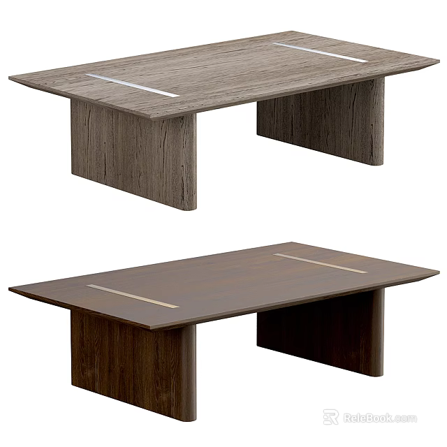 Wooden Coffee Table With Striped Top And Minimalist Design For Living Room 3d model 