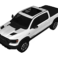 White Ram 1500 Crew Cab Pickup With Off Road Tires And Black Wheels