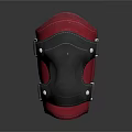 Red And Black Leather Knee Pads With Adjustable Straps And Metal Buckles