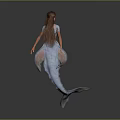 Mermaid Character In Fantasy Game Film With Blue Tail And Brown Hair