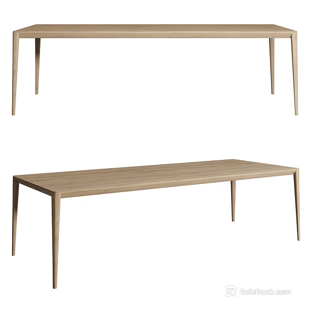 Minimalist Wooden Dining Table With Sleek Legs And Rectangular Top Design 3d model