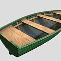 Traditional Green Wooden Boat With Wooden Planks And Classic Design Structure