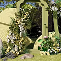 New Chinese-style Meichen Xiaozhong Wedding Background 3d model