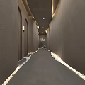 Modern Elevator Hallway With Gray Textured Walls Recessed Lighting And Pebble Accent Floor