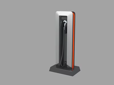 Modern Electric Vehicle Charging Station With White Orange Design And Charging Gun 3d model