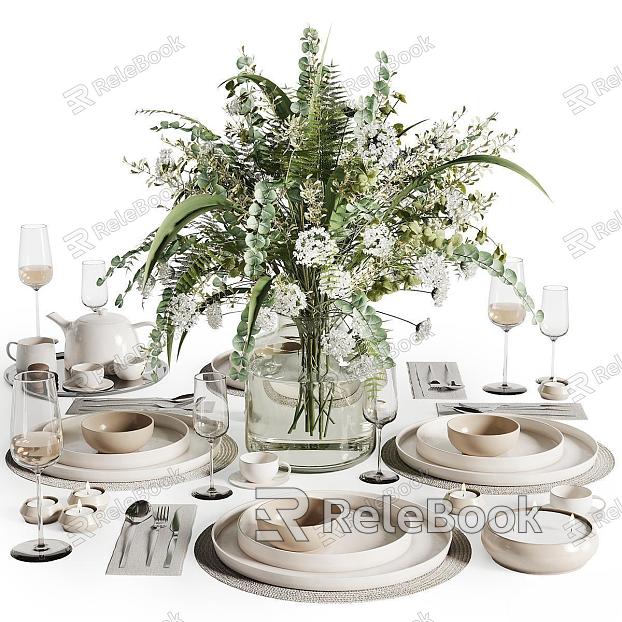 Modern Tableware Combination Vase Flower Art model